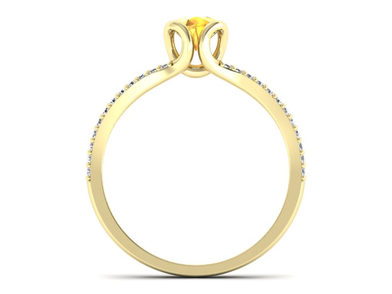 Pierścionek żółte złoto z szafirem i brylantami - p16707zz — zdjęcie 2