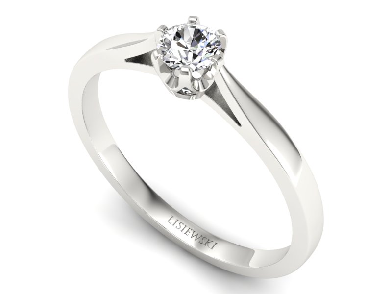 Złoty pierścionek z brylantem białe złoto - p16708b — zdjęcie 3