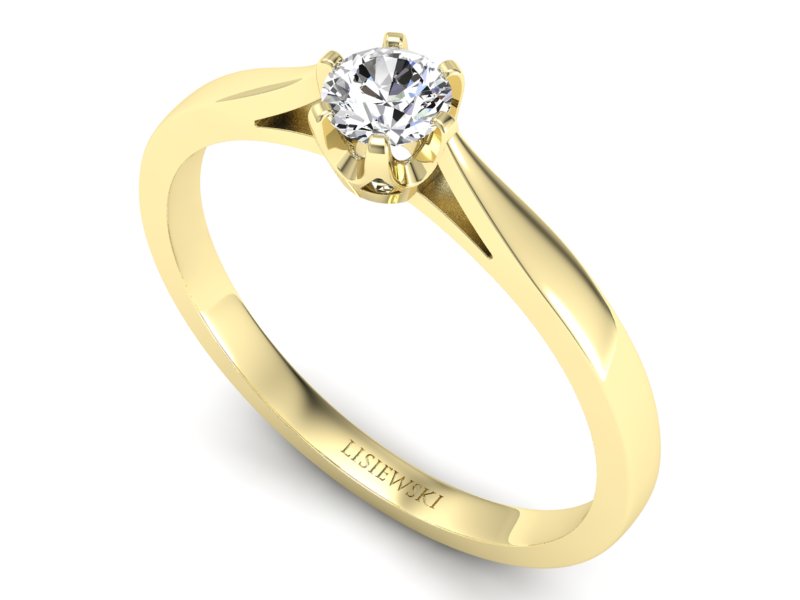 Złoty pierścionek z brylantem żółte złoto - p16708z — zdjęcie 3