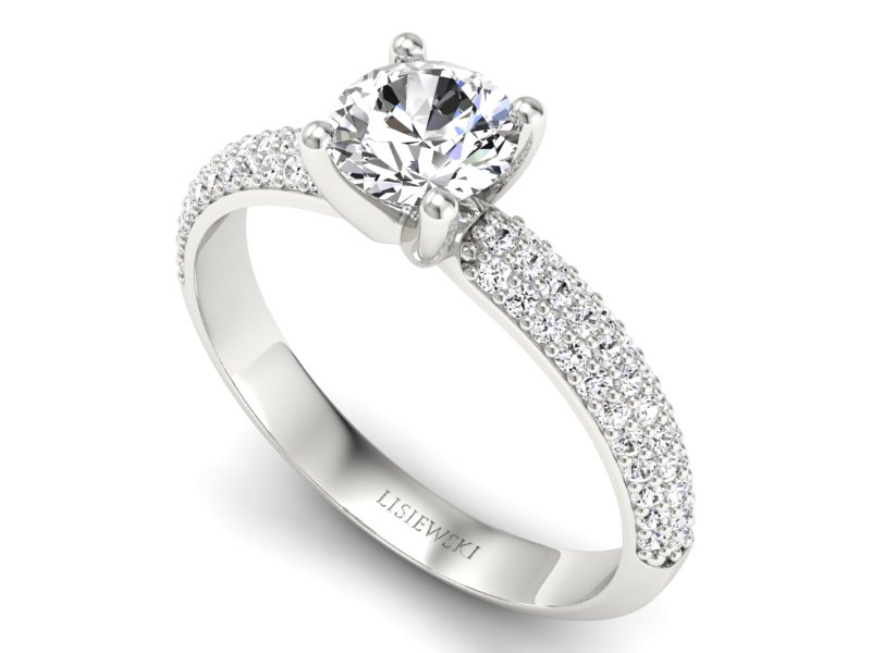 Złoty pierścionek z brylantami białe złoto - p16710b — zdjęcie 3