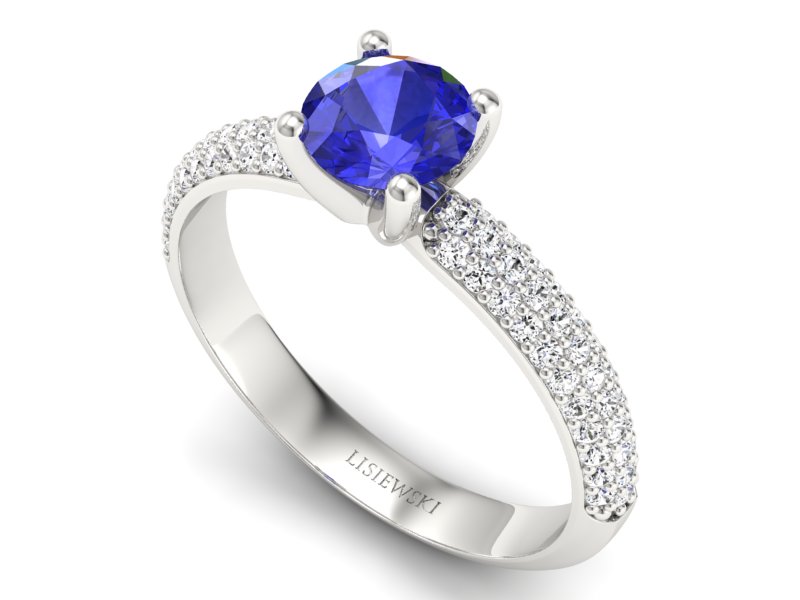 Pierścionek z szafirem i brylantami - p16710bszc — zdjęcie 3