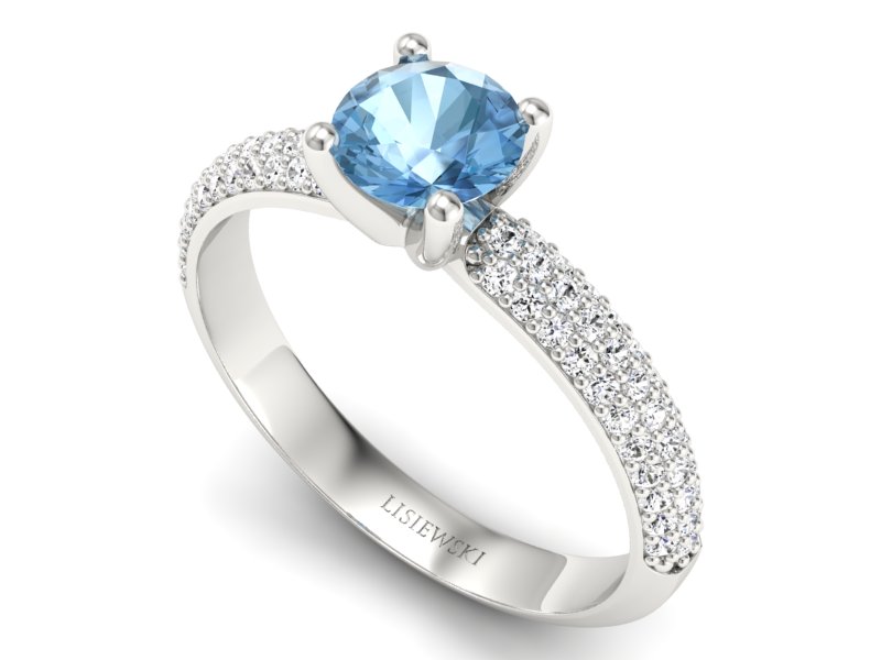 Pierścionek z topazem i brylantami białe złoto - p16710btp — zdjęcie 3