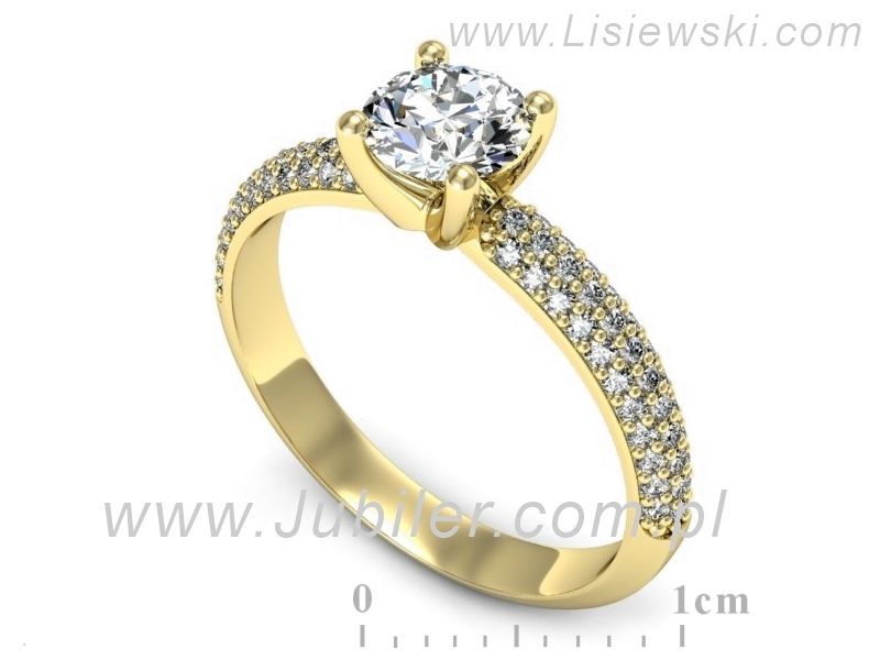 Pierścionek zaręczynowy z diamentami żółte złoto na zaręczyny - p16710z