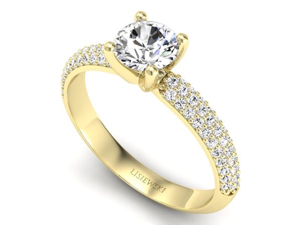 Pierścionek zaręczynowy z diamentami żółte złoto - p16710z