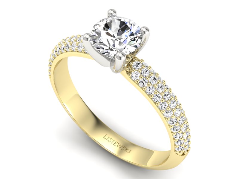 Pierścionek zaręczynowy z diamentami - p16710zb — zdjęcie 3