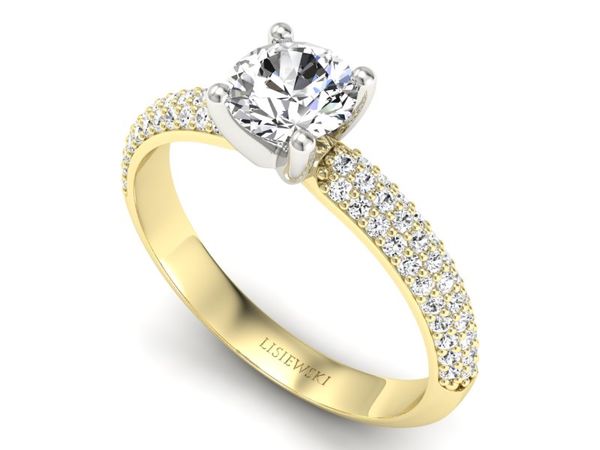 Pierścionek zaręczynowy z diamentami złoto 585 - p16710zb