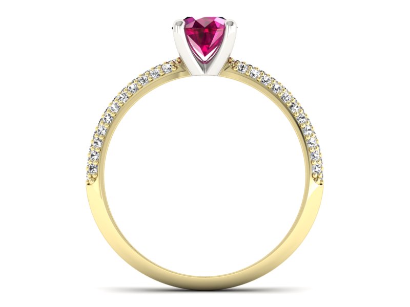 Pierścionek z rubinem i diamentami żółte - p16710zbr — zdjęcie 2