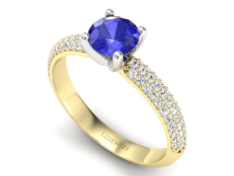 Pierścionek z szafirem i diamentami - p16710zbszc — zdjęcie 3