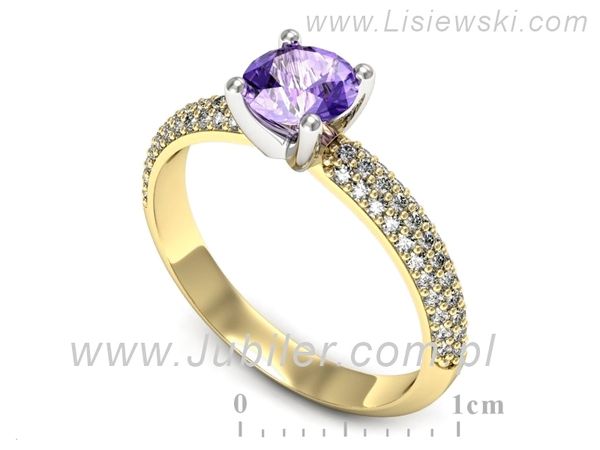 Pierścionek z tanzanitem i diamentami żółte złoto 585 - p16710zbt- 1