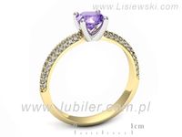 Pierścionek z tanzanitem i diamentami żółte złoto 585 - p16710zbt- 3