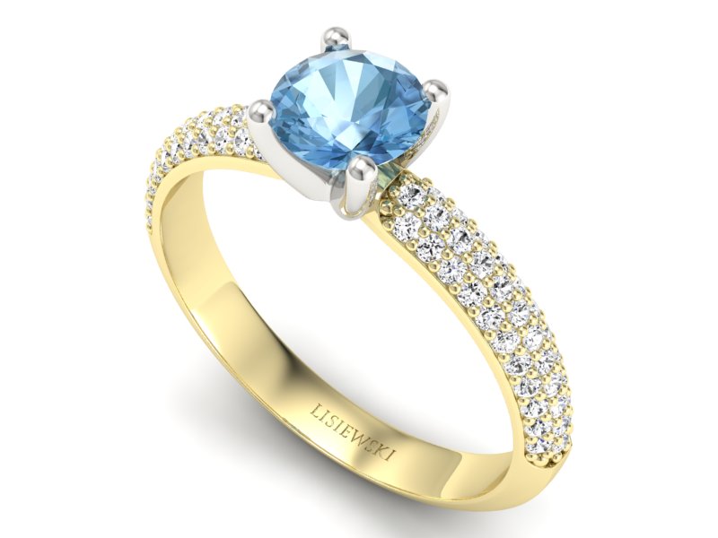 Pierścionek z topazem i diamentami żółte złoto - p16710zbtp — zdjęcie 3