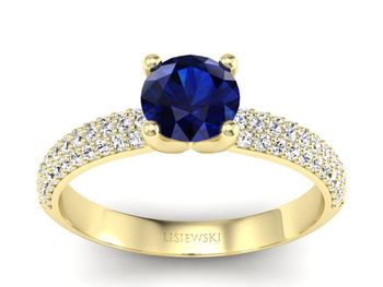 Złoty pierścionek z szafirem i diamentami - p16710zsz - 1