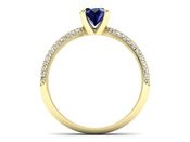 Złoty pierścionek z szafirem i diamentami - p16710zsz - 2