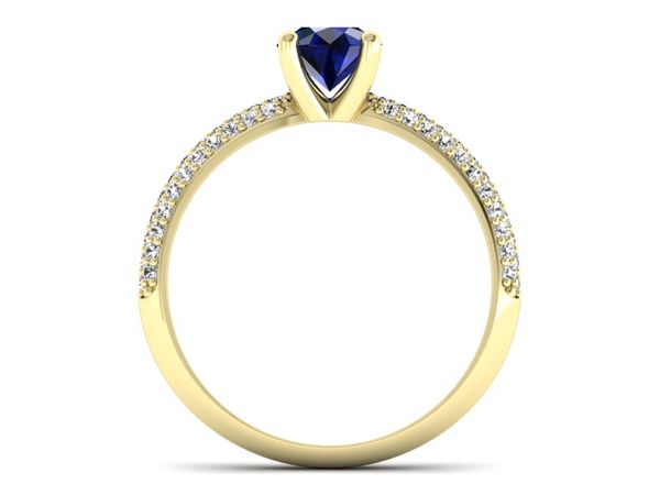 Złoty pierścionek z szafirem i diamentami - p16710zsz