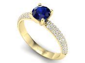 Złoty pierścionek z szafirem i diamentami - p16710zsz - 3
