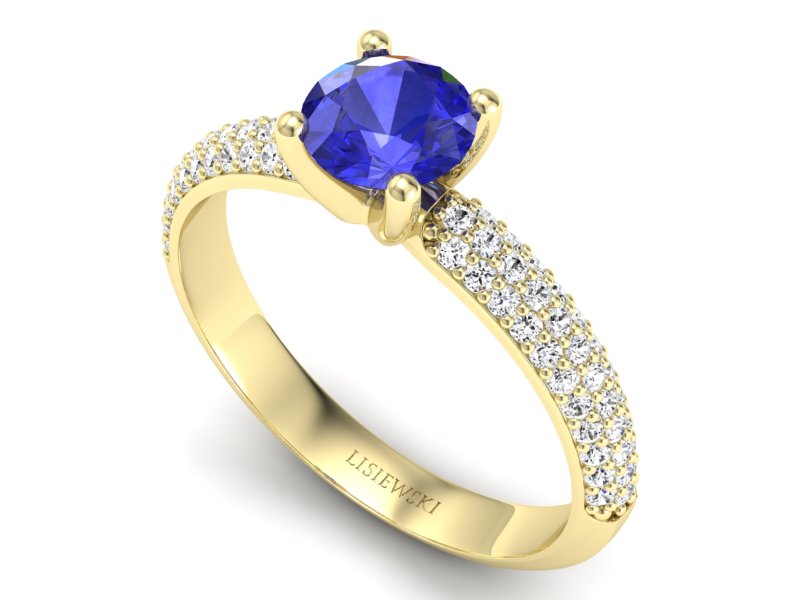 Pierścionek z szafirem i diamentami żółte złoto - p16710zszc — zdjęcie 3