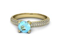Pierścionek z topazem i diamentami topaz diamenty żółte złoto - p16710ztp- 2