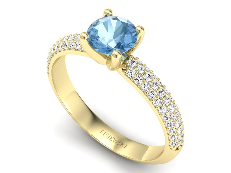 Pierścionek z topazem i diamentami żółte złoto - p16710ztp — zdjęcie 3