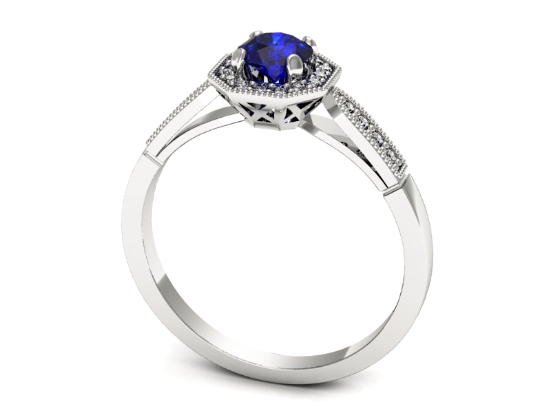 Pierścionek z szafirem i brylantami - p16711bszc — zdjęcie 3