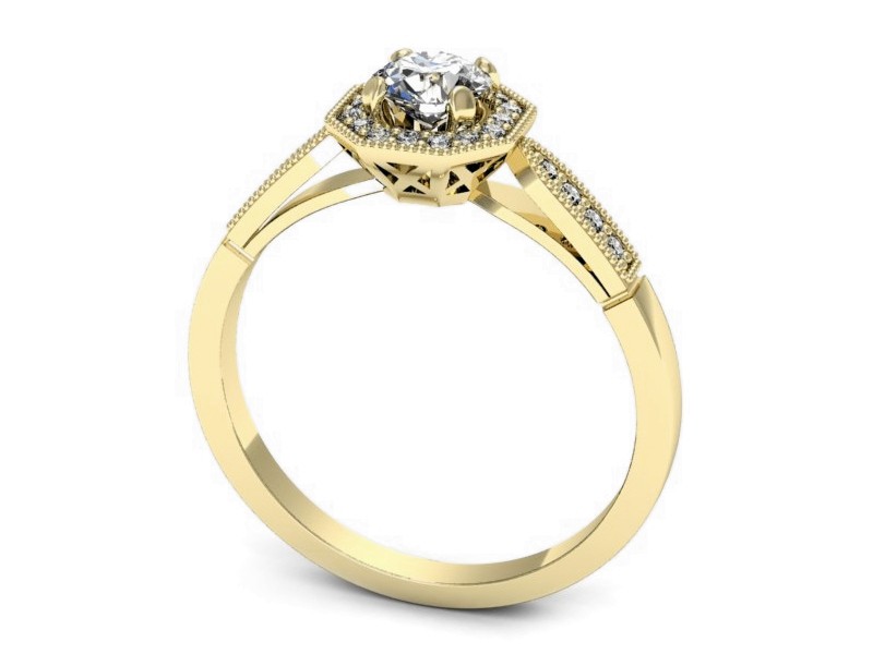 Złoty pierścionek z brylantami żółte złoto - p16711z — zdjęcie 3