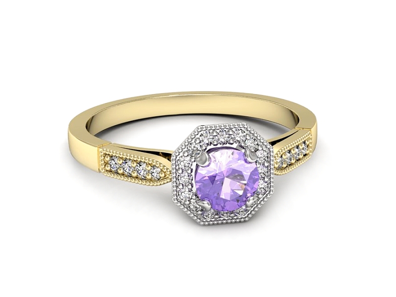 Pierścionek z tanzanitem i brylantami - p16711zbt — zdjęcie 2