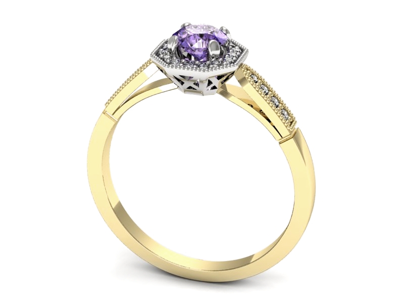 Pierścionek z tanzanitem i brylantami - p16711zbt — zdjęcie 3