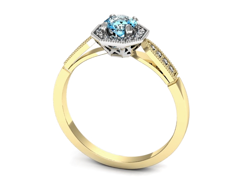 Pierścionek z topazem i brylantami - p16711zbtp — zdjęcie 3