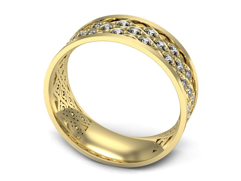 Obrączka z brylantami żółte złoto - p16712z — zdjęcie 2