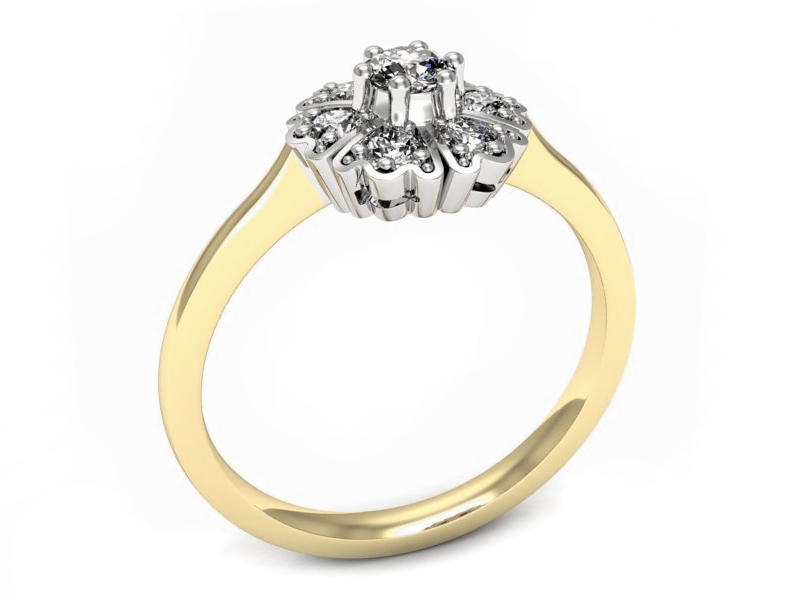 Pierścionek z brylantami żółte białe złoto - p16713zb — zdjęcie 3