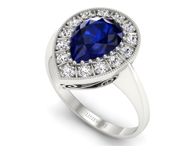 Pierścionek z szafirem i brylantami - p16714bsz — zdjęcie 3