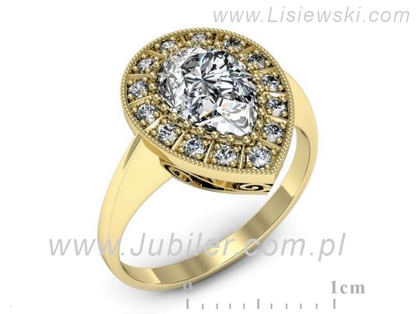 Złoty Pierścionek z diamentami żółte złoto proba 585 - p16714z- 1