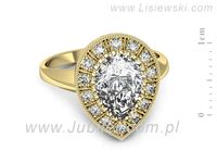 Złoty Pierścionek z diamentami żółte złoto proba 585 - p16714z- 2