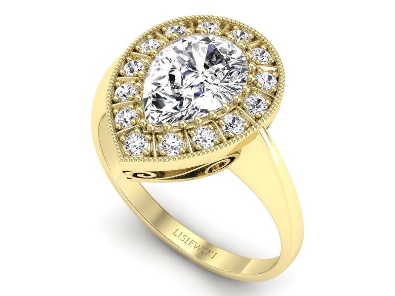 Złoty pierścionek z diamentami żółte złoto - p16714z — zdjęcie 3