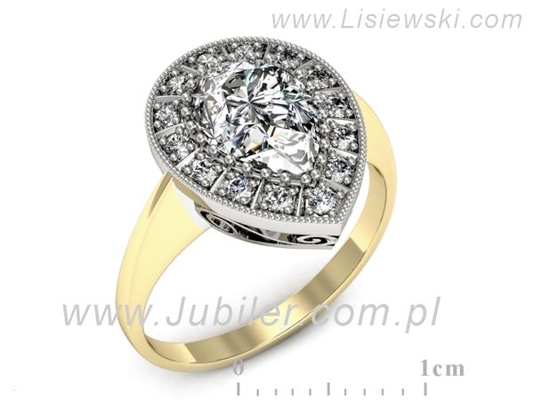 Pierścionek z białego i żółtego złota z diamentami - p16714zb- 1
