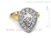 Pierścionek z białego i żółtego złota z diamentami - p16714zb- 2