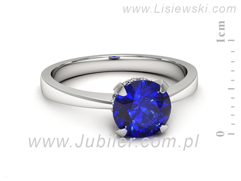 Pierścionek z szafirem i brylantami - p16715bszc — zdjęcie 2