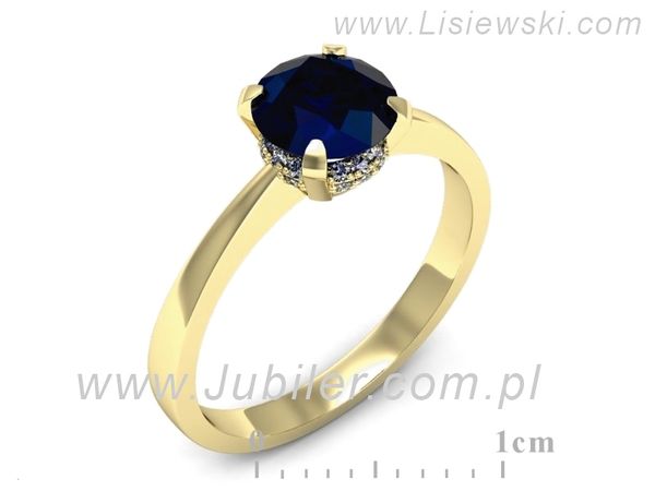 Pierścionek z szafirem i brylantami żółte złoto próba 585 - p16715zsz- 1