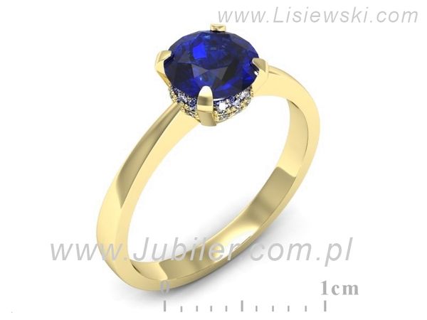 Pierścionek z szafirem żółte złoto szafir i brylantami - p16715zszc- 1