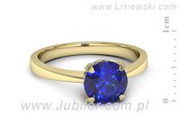 Pierścionek z szafirem żółte złoto szafir i brylantami - p16715zszc- 2