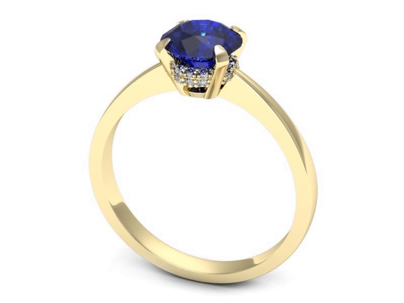 Pierścionek z szafirem i brylantami żółte złoto - p16715zszc — zdjęcie 3