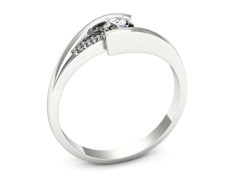 Złoty pierścionek z brylantami białe złoto - p16717b — zdjęcie 3