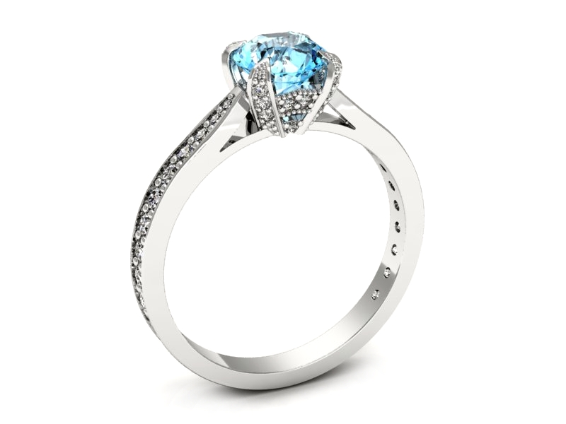 Pierścionek z topazem i brylantami białe złoto - p16718btp — zdjęcie 3
