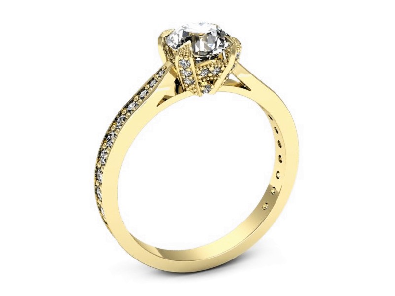 Złoty pierścionek z brylantami żółte złoto - p16718z — zdjęcie 3