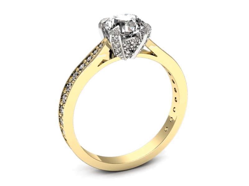 Pierścionek z brylantami żółte białe złoto - p16718zb — zdjęcie 3