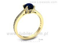 Pierścionek z szafirem i brylantami żółte złoto próba 585 - p16718zsz- 3