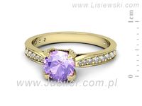 Pierścionek żółte złoto z tanzanitem i brylantami - p16718zt- 2