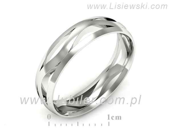 Obrączka białe złoto półokrągła soczewkowa - p16719b- 1