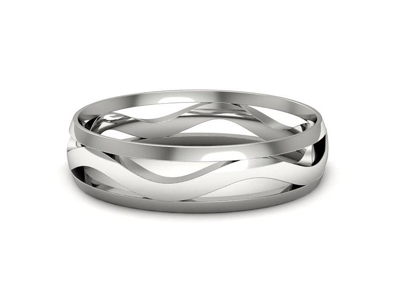 Obrączka białe złoto półokrągła soczewkowa - p16719b — zdjęcie 3