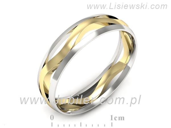 Obrączka półokrągła soczewkowa dwukolorowe próba 585 - p16719bz- 1
