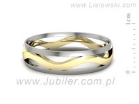 Obrączka półokrągła soczewkowa dwukolorowe próba 585 - p16719bz- 2